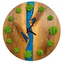 Wall Clock with Lichen Moss and Epoxy
