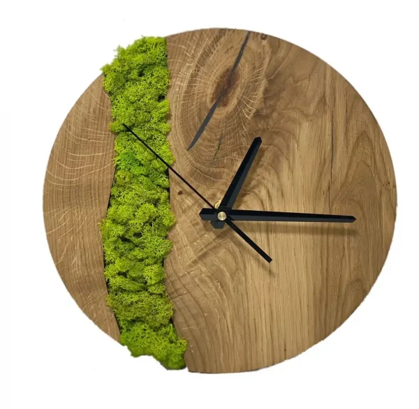 Decor Wood Clock - Silent Wall Clock with Moss