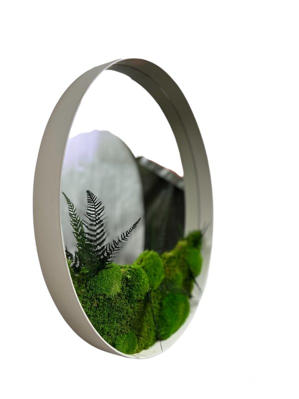 Decorative Round Mirror - Moss mirror with Farn