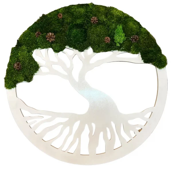 Decorative Tree – Round Wood Art with Mood moss. Tree of life