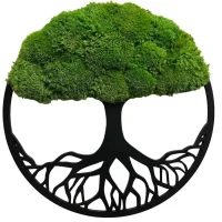 Decorative Tree – Round Wood Art with Pole Moss. Décor Tree of life