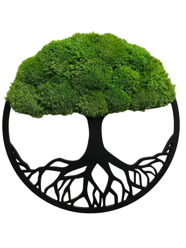Decorative Tree – Round Wood Art with Pole Moss. Décor Tree of life