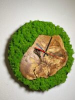 Wall Clock with Iceland Moss and Solid Wood