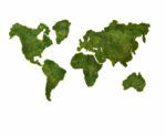 Flat Moss World Map - Continents