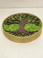 Round Decorative Tree with Moss in Wooden Frame - Image 3