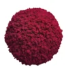 Decorative spherical ball covered in textured red reindeer moss over a white background.