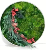 Round moss wall art with moss and plants
