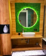 Backlit Bathroom Mirror with Moss
