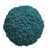 Round teal-green reindeer moss decorative ball on white background.