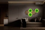 Moss Wall Art Sets: Illuminated Moss Hexagon and Wooden Wall Shelf - Image 2