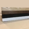 504332_result.webp Four stacked wooden frame samples in light natural wood, dark brown, matte black, and white finishes.