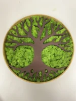 Round Decorative Tree with Moss in Wooden Frame - Image 2
