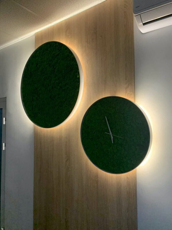 Round Moss Wall Art with Iceland Moss and Lighting - Image 3