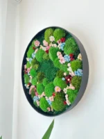 Round Moss and Flower Wall Art - Image 3