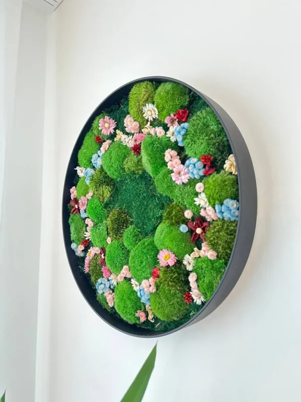 Round Moss and Flower Wall Art - Image 3