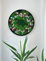 Round Moss and Flower Wall Art - Image 2