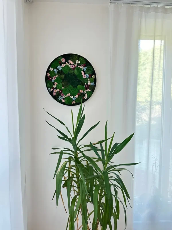 Round Moss and Flower Wall Art - Image 5