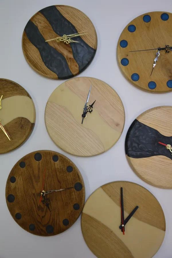 Solid Wood Epoxy Wall Clock 23cm - Image 3