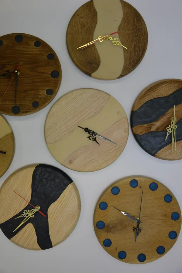 Solid Wood Epoxy Wall Clock 23cm - Image 2