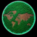Round Moss World Map with Lighting
