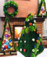 Decorative Christmas Wreath Made of Moss with Ornaments - Image 3