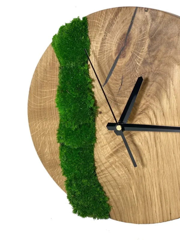 Round Solid Oak Moss Wall Clock - Image 2