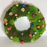 Decorative Christmas Wreath Made of Moss with Ornaments