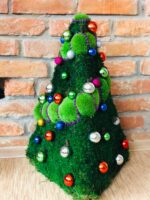 Christmas Tree Made of Ball Moss and Flat Moss with Decorations - Image 2