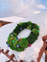Decorative Christmas Wreath Made of Moss with Ornaments - Image 2