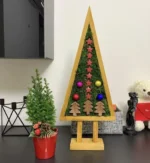 Decorative Wooden Christmas Tree with Moss and Ornaments
