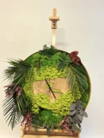 Round Wall Clock with Moss Solid Wood and Plants | Picture Clock - Image 6