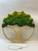 Moss Art – Moss Tree with Flowers and Lighting - Image 3