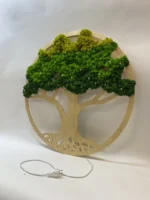 Moss Art – Moss Tree with Flowers and Lighting - Image 4