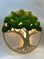 Moss Art – Moss Tree with Flowers and Lighting - Image 7