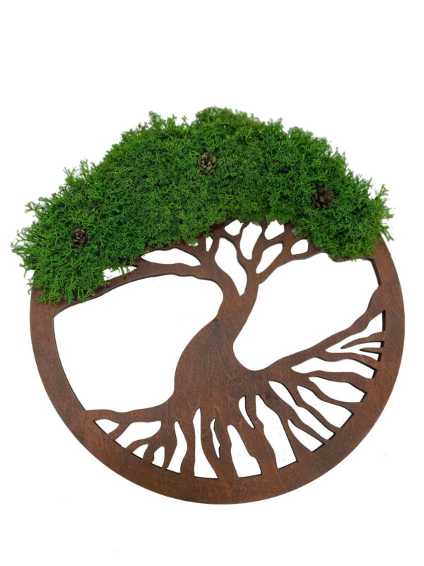 Moss Wall Art: Tree with Cones and Iceland Moss | Moss Tree - Image 3