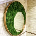 Round Framed Mirror with Ball Moss