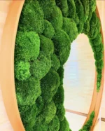 Round Framed Mirror with Ball Moss - Image 2