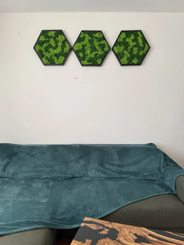Hexagon Moss Wall Art with Reindeer Moss - Image 6