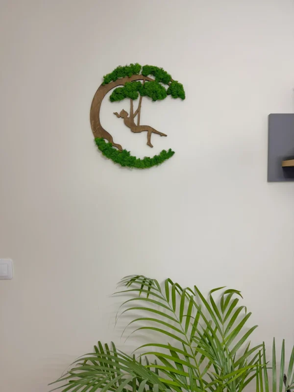 Moss Art Silhouette: Girl on a Swing – Moss Wall Art - Image 4