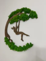 Moss Art Silhouette: Girl on a Swing – Moss Wall Art - Image 2