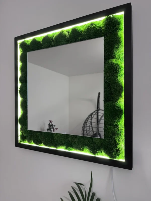 Moss Mirror with Wooden Frame and LED Lighting - Image 6