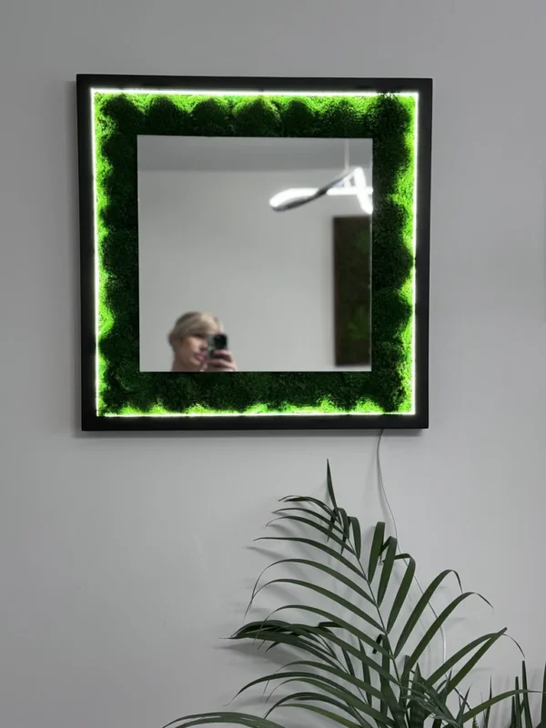 Moss Mirror with Wooden Frame and LED Lighting - Image 7