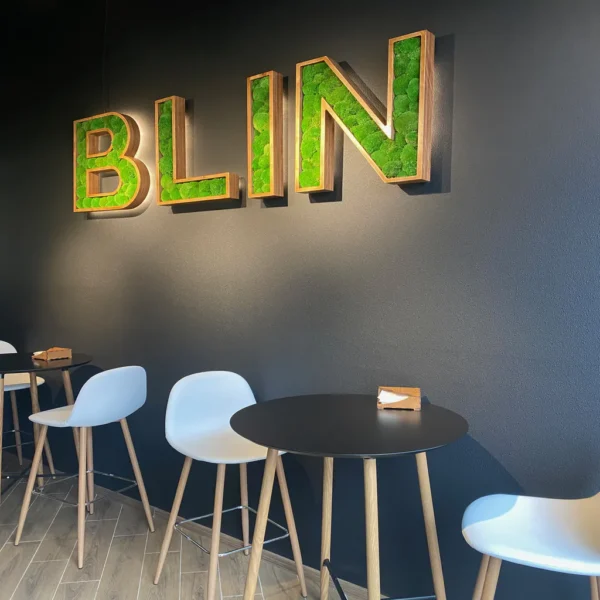 Wooden Letters with LED and Real Moss - Image 2