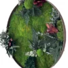 Round preserved moss wall art with mixed foliage in a circular frame