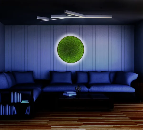 Round Moss Wall Art with Iceland Moss and Lighting - Image 2