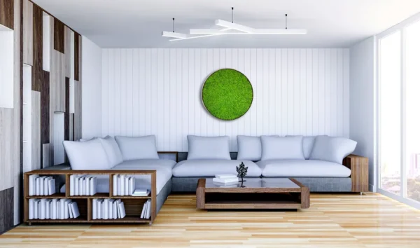 Round Moss Wall Art with Iceland Moss and Lighting - Image 5