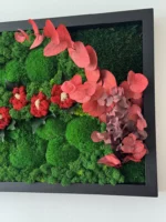 Moss Wall Art with Red Moss Flowers & Eucalyptus - Image 2