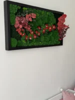 Moss Wall Art with Red Moss Flowers & Eucalyptus - Image 4