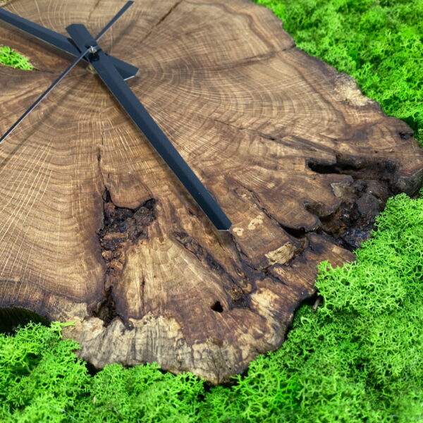 Wall Clock with Iceland Moss and Solid Wood - Image 2