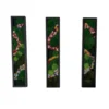 Rectangular moss and floral wall art set featuring three framed vertical botanical panels.